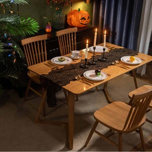 Halloween Table Runner Black Spider Web Design 35x183cm Polyester Party Decoration - Product Image 1