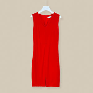 A & J 2025 OEM personnalisé dames de luxe soirée sans manches robe rouge col en V élégant sans manches Simple taille cintrage - Product Image 2
