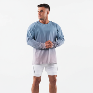 Chemise d'entraînement de gymnastique à manches longues de compression T-shirts pour hommes Sports de couche de base à séchage rapide - Product Image 1