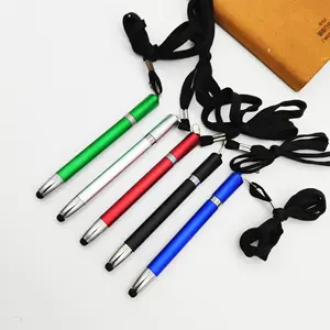 wholesale neck stylus pen capacitive LOGO ball pen with custom lanyard