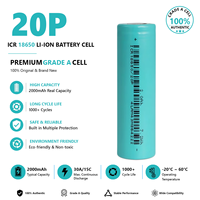 Victpower 18650-20P 2000mAh 15C Baterai Lithium Ion Isi Ulang dengan Laju Pengosongan Ultra Tinggi 1000+ Siklus untuk Elektronik Konsumen