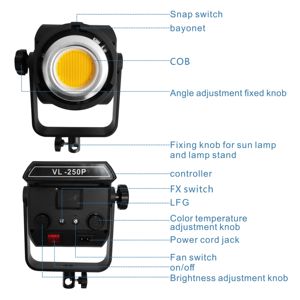 Luci Audio <span class=keywords><strong>Video</strong></span> Professionali 2026 250W con Temperatura Colore Regolabile Continua, Impermeabili in Metallo, Portatili, con Supporto per Telefono, per Studio - Product Image 6