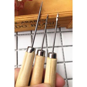 Gancho de ganchillo grande con mango de madera, 1000 puntas, punzón recto, para reparación de calzado, mending de zapatos, tiendas de dólar y uso general. - Product Image 2