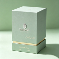 Boîte cadeau de parfum rigide blanche de qualité supérieure, avec logo personnalisé en feuille d'or et bande dorée pour emballage de luxe d'eau de parfum