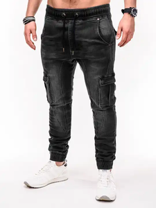 Autumn <b>Winter</b> New Men's Straight Fitting Pencil Pants Business Casual Classic Fashion Denim Colored Slim Fit Black Blue J0054 - Product Image 4