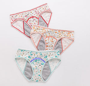Молодая девушка с цветочным принтом из хлопка и 3 слоя Многоразовые трусы девушки герметичные трусики период гигиенические трусики - Product Image 2