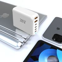 Chargeur mural de voyage super rapide GaN Tech Multi Plug 200W PD USB-C 6 ports avec protection OVP