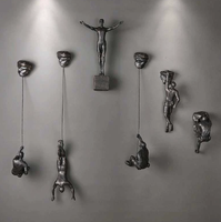Sculpture murale créative en argent, artisanat en résine, ornements pour salon, décoration murale rétro pour restaurant