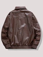 Modische Langarm Loose-Fit PU-Lederjacke Varsity Biker Pilotenjacke für Herren Lederjacke mit Eigenem Logo OEM ODM