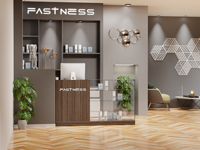 Comptoir de caisse 2-en-1 en verre, vitrine avec étagères réglables en verre trempé, porte coulissante en verre, armoire de présentation en bois – Vente en gros