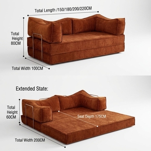 Sofá Cama Modular de Tela de Pana Comprimida de Alta Calidad, Totalmente Desmontable y Lavable, Conjunto de Muebles Seccionales para Sala de Estar - Product Image 5
