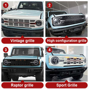 Accesorios Exteriores para Automóviles 2021 <span class=keywords><strong>2022</strong></span> 2023, Kit de Carrocería de Repuesto, Parrilla Delantera Negra/<span class=keywords><strong>Blanca</strong></span> Brillante para Ford <span class=keywords><strong>Bronco</strong></span> de 2/4 Puertas - Product Image 3