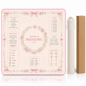 Vintage Floral Bow American Mahjong Play Mat Premium Anti-Slip Neoprene Table Protection Pad with Built-in Scoring Guide - Product Image 2
