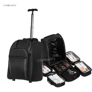 FAMA direct supplier FA&MA factory Professional Makeup Tools Bag Black Rolling Cosmetics Suitcase Bag Travel Train Makeup Trolley Case