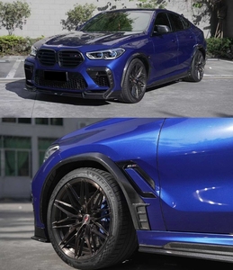 Runde en Stock, actualización de Aule Surround para 20-23 BMW X6M, fibra de carbono, labio frontal, ventilación de aire, arco de rueda, falda lateral, ajuste de ala superior trasera - Product Image 4