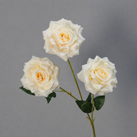 Fleurs artificielles décoratives en forme de rose à 3 têtes avec diamants pour la décoration de la maison, centre de table de mariage