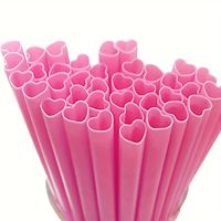 Pailles réutilisables en plastique PP en forme de cœur, roses et rouges, mignonnes, pour bubble tea, milkshake, fêtes de mariage, en vrac