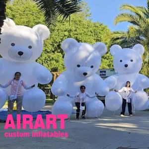 Adulto que lleva marioneta de oso blanco inflable, traje de caminar noche carnaval evento oso disfraz - Product Image 2