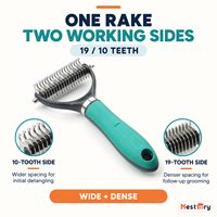 Râteau démêlant pour animaux de compagnie en acier inoxydable TPR, peigne double face pour enlever les nœuds, brosses pour poils de chien et chat, démêlage des poils lâches