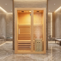 Sauna à vapeur intérieur en bois avec poêle à sauna, porte en verre pour la maison, la salle de bain, le spa, l'hôtel, le bien-être, la remise en forme, la relaxation