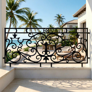 Rampe d'escalier et de balcon décorative en fer forgé galvanisé sur mesure, résistante à la rouille, à l'eau et aux UV, pour villa - Product Image 1