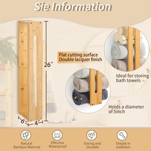 Toallero de Bambú Estilo Americano, Soporte de Pared para <span class=keywords><strong>Baño</strong></span>, Organizador de Almacenamiento - Product Image 4