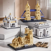 Vente en gros usine – Nouveau modèle de puzzle 3D en plastique pour enfants, ensemble de blocs de construction DIY représentant des bâtiments américains célèbres, jouet de montage