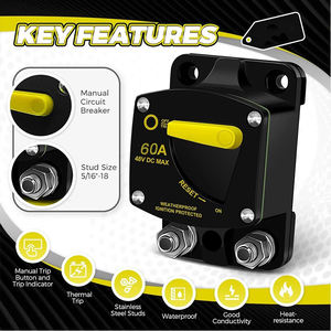Disjoncteur 60 ampères 12V- 48V DC avec interrupteur de réinitialisation manuelle pour voiture, <span class=keywords><strong>bateau</strong></span>, moteur de pêche à la traîne, <span class=keywords><strong>remorque</strong></span> ATV - Product Image 3
