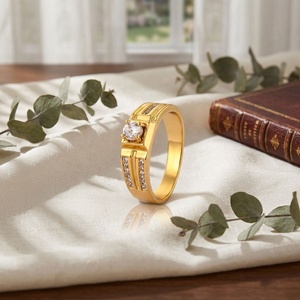 18K Gold Plated Wide Band Women's Gemstone <b>Ring</b> <b>Cubic</b> <b>Zirconia</b> Inlay Statement Finger <b>Ring</b> Business <b>Wedding</b> Engagement Jewelry - Product Image 1