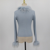 Cardigan fin décontracté pour femme avec bordure en fourrure courte QC24047