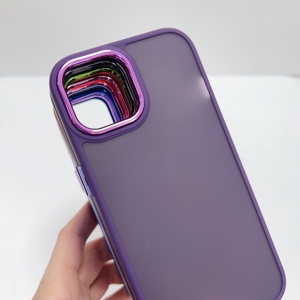 Matte Skin Cảm Giác Kim Loại Ống Kính Khung Điện Thoại Trường Hợp Đối Với <span class=keywords><strong>iPhone</strong></span> 15 Pro 14 Cộng Với 12 13 11 Pro Max Chống Sốc Bumper Cứng PC Bìa Shell - Product Image 1