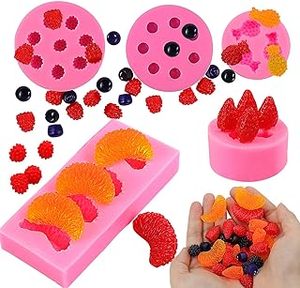 แม่พิมพ์รูปผลไม้ทำจากซิลิโคนสำหรับตกแต่งคัพเค้กแม่พิมพ์รูปผลไม้ขนาดเล็กรูปสตรอเบอรี่ส้มบลูเบอร์รี่ - Product Image 2