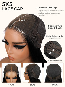 Vente en gros 5*5 HD dentelle avant fermeture perruque brut vietnamien <span class=keywords><strong>cheveux</strong></span> humains noir femmes os droite perruque couches coupe dentelle transparente - Product Image 6