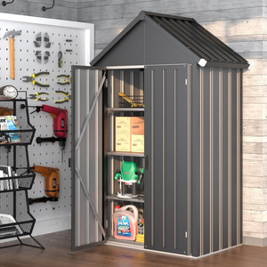 Custom Outdoor <strong>Tall</strong> <strong>Garden</strong> <strong>Storage</strong> <strong>Box</strong> with 3 Adjustable Shelves Waterproof Outdoor <strong>Storage</strong> Cabinet for <strong>Garden</strong> &amp; Patio in Gray - Product Image 3