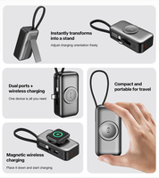 Batterie portable magnétique sans fil à charge rapide personnalisée 22,5 W, 5000 mAh, Li-polymère, avec prise et câbles 2-en-1 pour téléphone