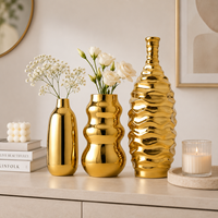 Vases en céramique et porcelaine modernes, décoration dorée pour la maison, accessoires de décoration de luxe pour le salon, la salle à manger, le bureau, vase à fleurs décoratif