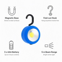 Mini Lámpara LED Redonda para Tienda de Campaña, Base Magnética, Gancho para Colgar, Linterna de Camping, Lámpara de Emergencia para Garaje y Trabajo, Ultracompacta de 49g