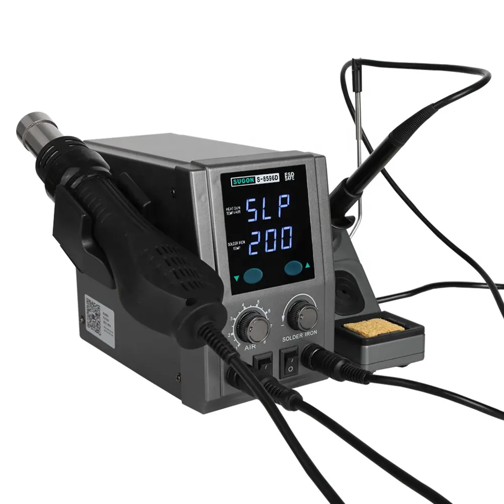SUGON 8596D Soldering Station 110V/220V LED Digital Solder Iron Desoldering Station BGA Rework Solder Station Hot Air Gun