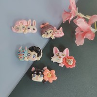 Adornos Decorativos de Resina Kawaii, Figuras de Niños y Niñas con Máscara de Dibujos Animados, Cabujones Planos, Miniaturas