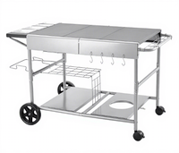 Chariot de barbecue extérieur, table de cuisson mobile, tables de préparation BBQ pour pique-nique, cuisine, cour
