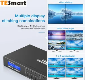 TESmart 4K 30hz视频墙IP控制4x4 HDMI矩阵无缝切换