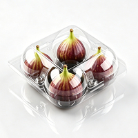 Contenant transparent en PET recyclable pour figues, avec compartiments en dôme, pour 4 figues, jetable, de qualité alimentaire, emballage coquille pour fruits, vente en gros et au détail, épicerie
