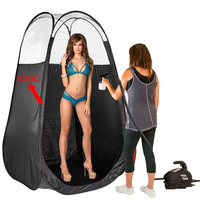 Tente de bronzage par pulvérisation pour salon à domicile, mobile, pop-up, avec sol en plastique imperméable, fournitures jetables pour auto-bronzage, kit 2-en-1 pour 2 personnes