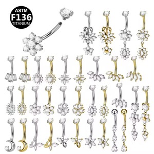 Bijou <span class=keywords><strong>de</strong></span> corps <span class=keywords><strong>en</strong></span> alliage <span class=keywords><strong>de</strong></span> titane G23 avec zircone 5A, anneau <span class=keywords><strong>de</strong></span> nombril, piercing <span class=keywords><strong>de</strong></span> ventre, boucles d'oreilles pendantes électroplaquées tendance - Product Image 1