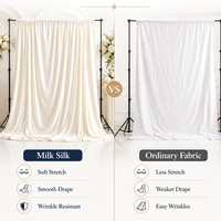 Gorden latar belakang sutra susu elegan ukuran 10*13 kaki grosir dengan panel untuk dekorasi panggung acara pernikahan