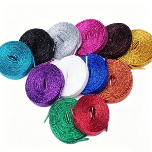 Lacets plats à paillettes métalliques, lacets de chaussures brillants colorés or et argent pour baskets, chaussures décontractées, accessoires de chaussures DIY - Product Image 3