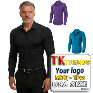 Camisas de Vestir Alimens&Gentle ODM de Spandex/Algodón, Elásticas en 16 Direcciones, Corte Ajustado, Manga Larga, con Botones, Casuales de Negocios, Sin Arrugas, para Viajeros - Product Image 1
