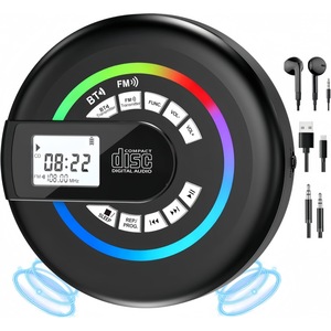 Lecteur CD portable rond avec transmetteur-récepteur BT 5.3, lumière RGB, anti-saut de disque, radio FM, haut-parleur stéréo USB MP3 pour la maison, la voiture et la salle de sport - Product Image 4