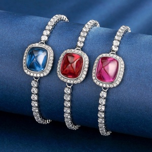 Wholesale Fashion Jewelry Eco-friendly <b>Copper</b> 10*12mm Multi-Color Sugar Loaf Zircon <b>Bracelet</b> for Trendy Statement Style - Product Image 3