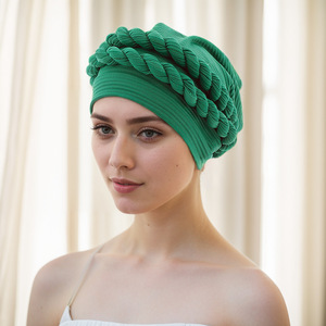 ฮิญาบ1ชิ้น, ฮิญาบยืดหยุ่นได้พร้อมผ้าพันคอถักเปีย - Product Image 3